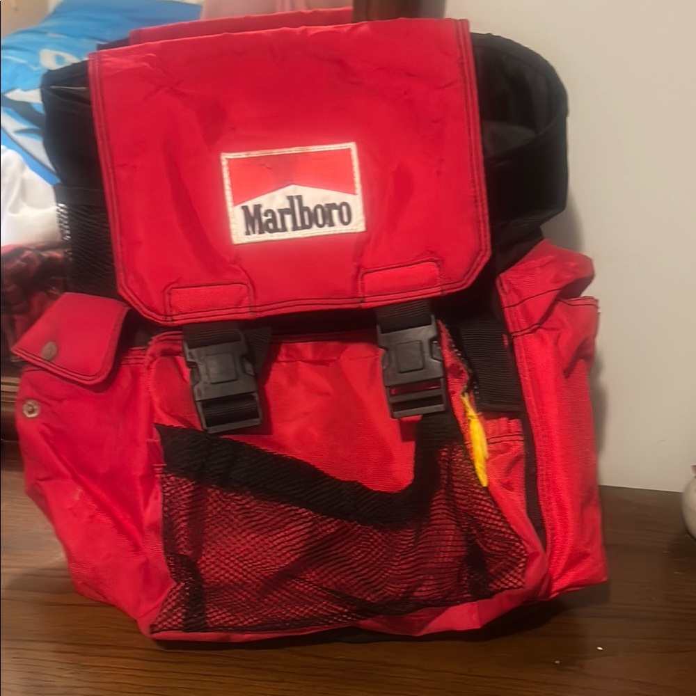 Marlboro Red and Black Backpack with Adjustable Straps